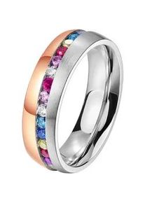 Trauring DOOSTI "Schmuck Geschenk Edelstahl Ehering Partnerring LIEBE" Fingerringe Gr. 58, mit Zirkonia, Edelstahl, 6mm, rosegold (edelstahlfarben, roségoldfarben, mehrfarbig, mehrfarbig) wahlweise mit oder ohne Zirkonia