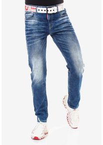 Cipo & Baxx Slim-fit-Jeans CIPO & BAXX Gr. 40, Länge 32, blau Herren Jeans 5-Pocket-Jeans mit tollen Stickereien