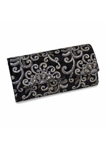 Steuer Modeschmuck Abendtasche Schwarzer Samt mit Pailetten-Ornamenten