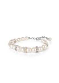 Steuer Modeschmuck Armband Glasperlenarmband weiß mit Strasszierde