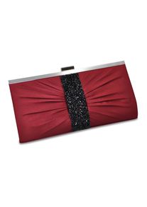 Steuer Modeschmuck Abendtasche Bordeauxfarbene Satin-Optik mit Strassbesatz