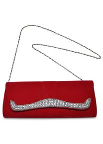 Steuer Modeschmuck Handtasche Damen-Handtasche aus rotem Samt mit Strass-Steinen Tragekette 120cm