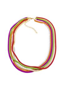 Steuer Modeschmuck Kette Metal multi mehr reihig pink, grün, orange, rot, gold, weiß
