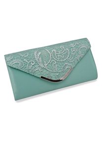 Steuer Modeschmuck Abendtasche Seidenoptik in mintgrün und Spitzenbesatz