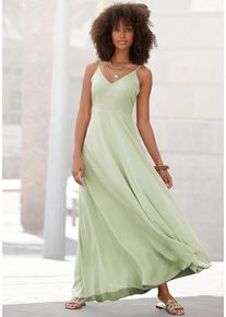 Lascana Maxikleid pistazie Gr. 34 für Damen. Mit V-Ausschnitt. Figurumspielend. Nachhaltig.