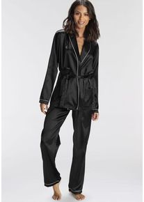 Bruno Banani Pyjama schwarz Gr. 44 für Damen. Mit V-Ausschnitt. Bequem