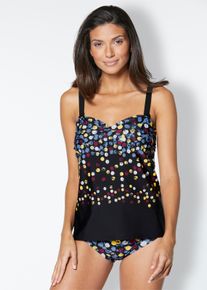 feel good sheego Große Größen Tankini-Oberteil mit abnehmbaren Trägern, schwarz-getupft, Größe 38C - Damen