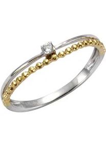 Fingerring Celesta "375 Gold zweifarbig Zirkonia weiß" Fingerringe Gr. 054 (17,2), 0,05 ct, Gold, gelb (gelb, weiß) Damen