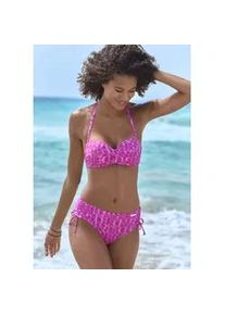 B&uuml;gel-Bandeau-Bikini-Top ELBSAND "Letra", Damen, Gr. 40, Cup A, pink (fuchsia), Recycling-Polyamid, bedruckt, Bikini-Oberteile, mit tollem Wording