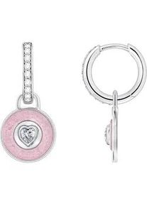 Paar Creolen Thomas Sabo "mit Einhänger rosa und Zirkoniabesatz, CR723-691-9" Ohrringe Gr. Silber 925 (Sterlingsilber), rosegold (silberfarben, weiß, rosa, weiß) Damen mit Zirkonia (synth.)