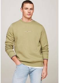 Sweatshirt Tommy Hilfiger "TOMMY LOGO TIPPED CREWNECK" Gr. M, grün (faded olive) Herren Sweatshirts