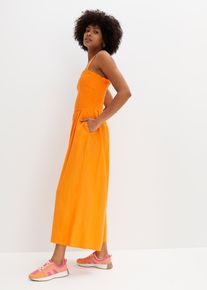 bonprix Jumpsuit aus flie&szlig;ender Viskose, orange, Gr.46, Sommerlicher Jumpsuit mit Smok und abnehmbaren Tr&auml;gern, aus Viskose