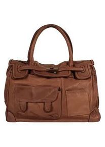 Shopper Samantha Look Gr. B/H/T: 41cm x 29cm x 16cm onesize, braun (cognac) Damen Taschen echt Leder, Made in Italy