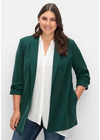 Große Größen Langer Blazer mit Schalkragen und gerafftem 3/4-Arm Gr. 50 grün von sheego für Damen