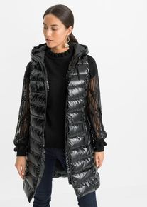bonprix Steppweste in Glanzoptik, schwarz, Gr.36, Stylische Weste mit langer Passform
