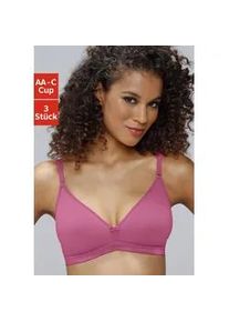 Bralette-BH Petite Fleur Gr. 80, Cup AA, pink (pink, weiß, weiß) Damen BHs ohne Bügel im Triangel-Form aus schöner Baumwolle, Basic Dessous