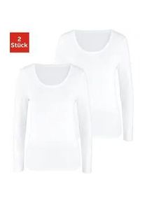 Langarmshirt Vivance "aus elastischer Baumwoll-Qualität" Gr. 40/42, weiß Damen Shirts Bestseller