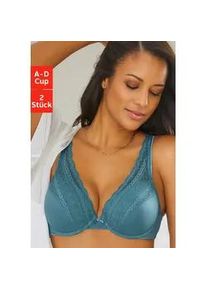 Push-up-BH Petite Fleur Gr. 80, Cup D, blau (blau, weiß) Damen BHs Bralette High-Apex-BH Spitzen-BH Spitzenwäsche Push-up-BH BH in High-Apex Schnittform, Basic Dessous