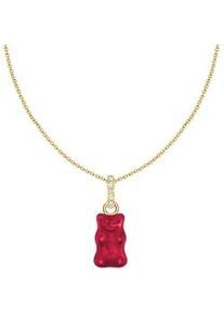 Kette mit Anhänger Thomas Sabo "THOMAS x HARIBO Schmuck: Goldbär" Halsketten Gr. 45, Silber 925 (Sterlingsilber), rot (gelbgoldfarben, rot, kristallweiß) Damen mit Kristallglas, Zirkonia (synth.)