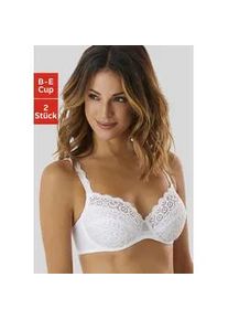 Bügel-BH Petite Fleur Gr. 75, Cup D, weiß (2xweiß) Damen BHs BH Bügelloser-BH Spitzen-BH Spitzenwäsche aus Spitze, mit dekorativen Trägern, Dessous