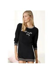 Nachthemd s.Oliver, Damen, Gr. 36/38, N-Gr, schwarz, Jersey, Obermaterial: 100% Baumwolle, unifarben, Basic, kurz, Rundhals, Rippb&uuml;ndchen, Kleider Nachthemd, mit Rippstrickb&uuml;ndchen