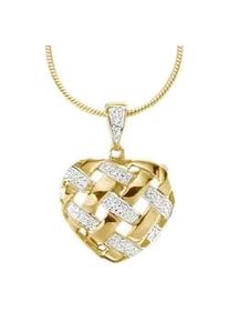 Herz-Anhänger Firetti "Schmuck Geschenk Gold 333 zweifarbig" Schmuckanhänger Gr. 0,02 ct P1 = bei 10-facher Vergrößerung erkennbare Einschlüsse, Gelbgold 333-Diamanten, 1,8 g, goldfarben (gelbgoldfarben, weißgoldfarben, w=weiß) Damen mit Diamanten