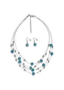 Collier-Set Firetti "Blue Crystal" Halsketten Gr. Metall, L: 52cm, blau (metallfarben, hellblau) Damen mit Glasstein