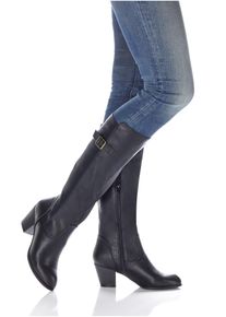 bonprix Stiefel, schwarz, Gr.41, Klassischer Stiefel mit dekorativer Schnalle, aus Vegan