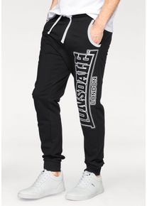 Lonsdale Herren Jogginghose "MARLDON", schwarz, sportlich, Gr. L, unifarben, angeraute Sweatware, Obermaterial: 60% Baumwolle, 40% Polyester, Hosen