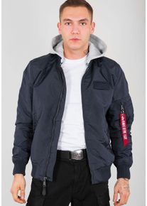 Herren Bomberjacke "MA-1 TT HOOD", blau, modisch, Gr. M, Alpha Industries, unifarben, Web, Obermaterial: 100% Nylon. Futter: 100% Nylon. Kapuze: 75%