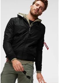 Herren Bomberjacke "MA-1 TT HOOD", schwarz, modisch, Gr. S, Alpha Industries, unifarben, Web, Obermaterial: 100% Nylon. Futter: 100% Nylon. Kapuze: