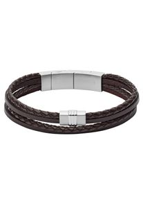 Fossil Armband "VINTAGE CASUAL, JF02934040", Leder-Edelstahl, braun, Leder, Edelstahl, Armbänder