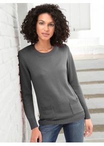 Casual Looks Damen Rundhalspullover "Pullover", grau, Gr. 38, unifarben, 50% Baumwolle, 50% Polyacryl, Pullover