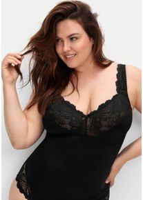 Große Größen Body in Satinoptik, mit Spitze Gr. 100B schwarz von sheego für Damen