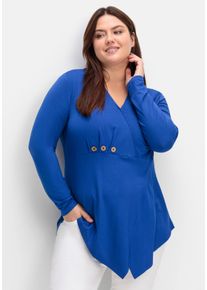 sheego by Joe Browns Große Größen Longshirt in Wickeloptik, mit Zierknöpfen Gr. 40/42 blau von sheego für Damen
