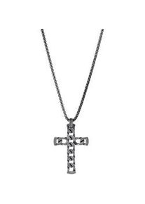 Kette mit Anhänger Firetti "Schmuck Geschenk Edelstahl Halsschmuck Halskette Cross Kreuz" Halsketten Gr. Edelstahl, L: 55cm B: 2,3mm, silberfarben (edelstahlfarben, antikfarben) Damen