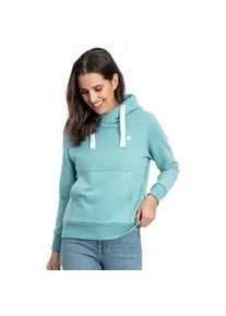 Kapuzensweatshirt DEPROC ACTIVE "HildaCMYK II WOMEN" Gr. 46 (L), blau (türkis) Damen Sweatshirts weiche Fleecejacke mit Kängurutasche