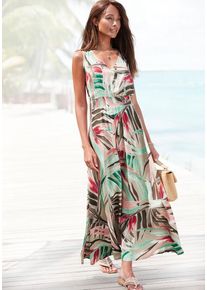 Vivance Maxikleid beige Gr. 34 für Damen. V-Ausschnitt und Allover-Druck. Figurumspielend. Nachhaltig.