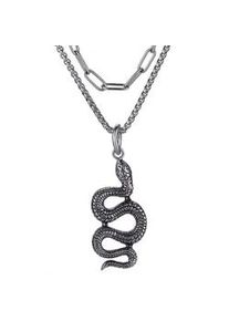 Kette mit Anhänger Firetti "Schmuck Geschenk, Snake" Halsketten Gr. Edelstahl, L: 45cm, schwarz (edelstahlfarben, schwarz) Damen