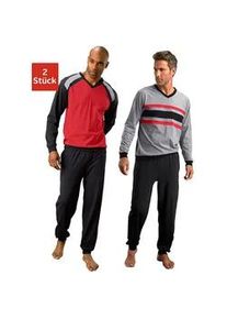 Pyjama Le Jogger Gr. 56/58 (XL), schwarz (rot-schwarz, grau-schwarz) Herren Homewear-Sets in langer Form