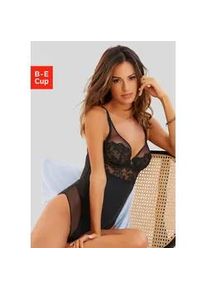 Body Lascana "Mia" Gr. 85, Cup C, schwarz Damen Bodies mit dezent transparenten Spitzeneinsätzen, sexy Dessous, Reizwäsche