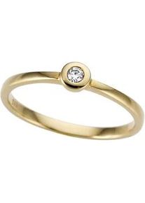 Goldring Firetti "Schmuck Geschenk Gold 333 Damenring Verlobungsring Solitär" Fingerringe Gr. 16, 0,05 ct P2 = erkennbare Einschlüsse, Gelbgold 333-Diamanten, goldfarben (gelbgoldfarben, weiß) Damen mit Brillant