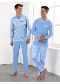 King´S Club Schlafanzug KINGS CLUB Gr. 44/46, blau (weiß, himmelblau, bedruckt) Herren Homewear-Sets Nachtwäsche