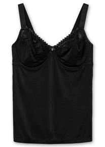 Große Größen BH-Hemd mit Spitzen-Cups und tonigen Streifen Gr. 90F schwarz gestreift von sheego für Damen