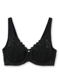 Große Größen Spitzen-BH mit Bügeln und wattierten Cups Gr. 90E schwarz geblümt von sheego für Damen