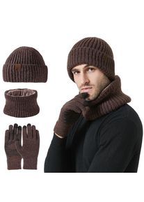 123c Hut Winter Dicke Mütze Schal Touchscreen Handschuhe Dreiteiliges Set Outdoor Warme Wollmütze
