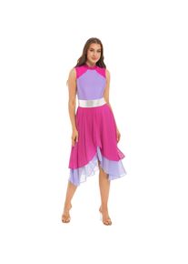 Sxiwei Damen Farbblock-Tanzkleid Lyrical Dancewear Kleider Mit Asymmetrischem Saum Tanzpartykleid
