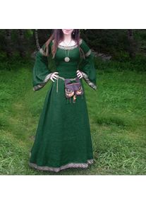 Jolian (Su) Mittelalterliches Kleid Für Damen, Renaissance-Passform, Unregelmäßiges Langarm-Cosplay-Maxikleid