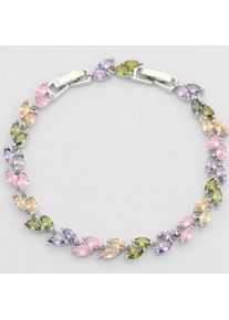 Jmh Fashion Jewelry Silberfarbener Schmuck, Mehrfarbige Weiße Zirkonia-Ketten- Und Glieder-Charm-Armbänder Für Frauen