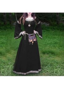Ggggg Mittelalterliches Kleid Für Damen, Renaissance-Passform, Unregelmäßiges Langarm-Cosplay-Maxikleid
